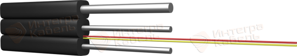 Кабель волоконно-оптический ИКT3нг(А)-HF-O-A2-0.3 FTTH кабель со стальной проволокой в качестве несущего силового элемента и усиливающими элементами из стальной проволоки, 2 волокна